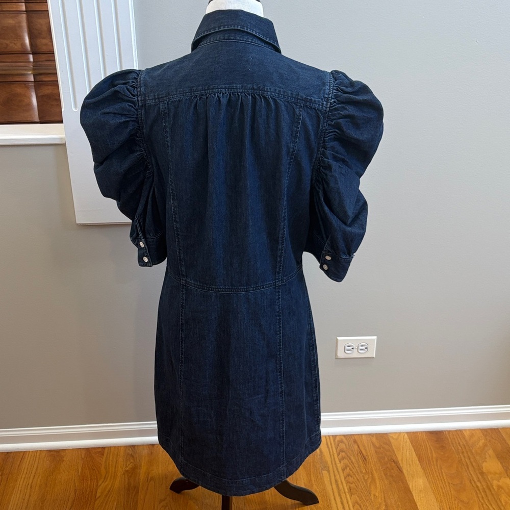 Frame Denim | Dark Wash “Gillian” Denim Button-Down Dress, Sz L - Picture 3 of 7